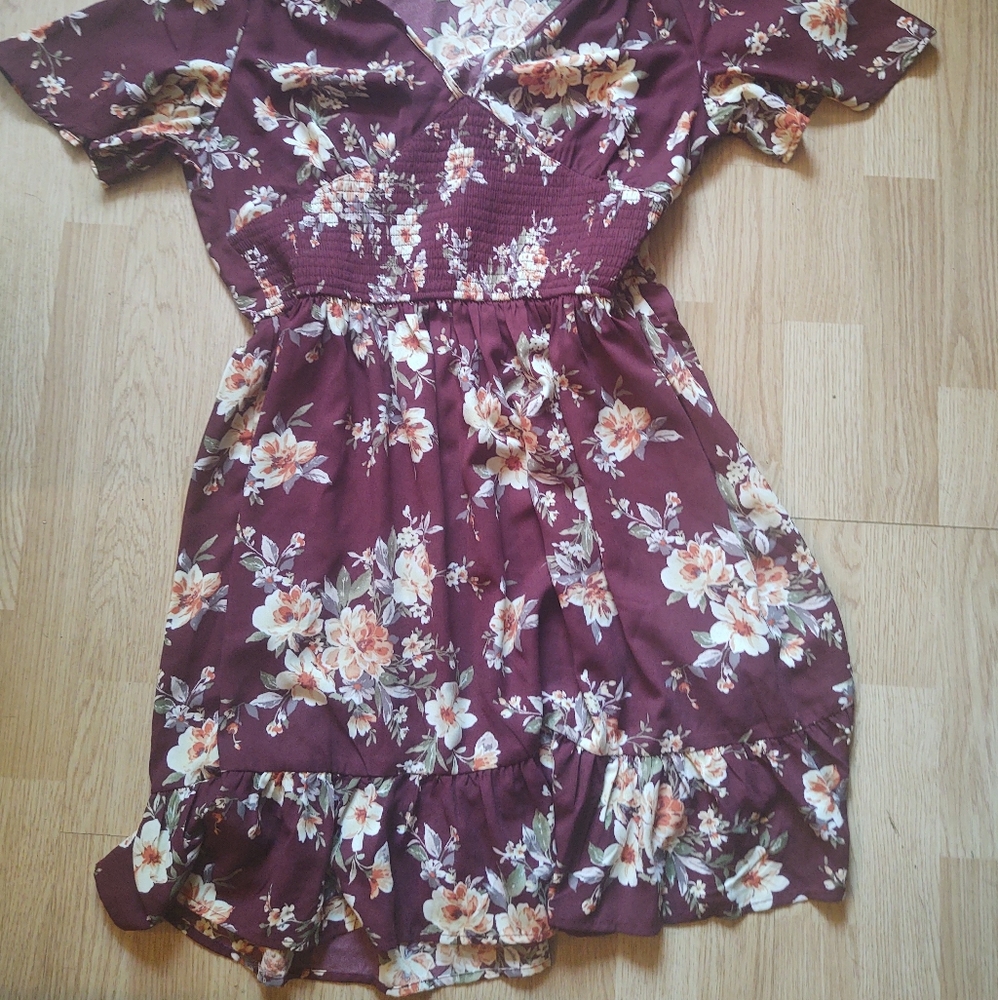 Xhileration burgundy summer dress